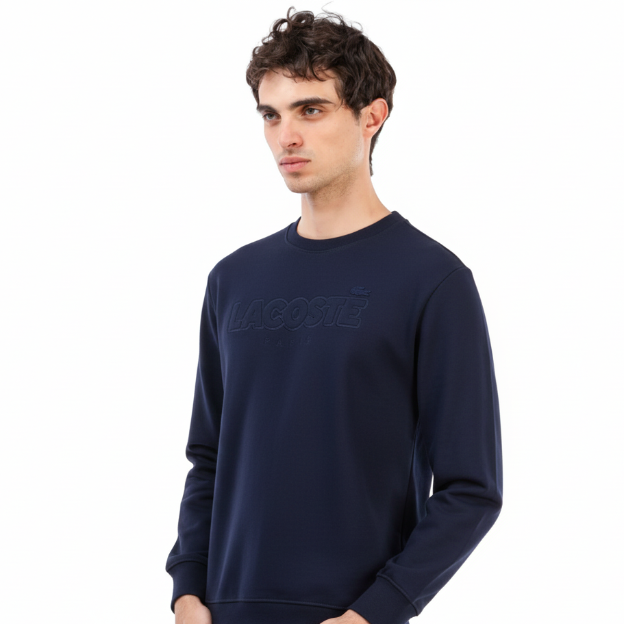 Lacoste Paris Relaxed-Fit Fleece Sweatshirt - Marine Navy