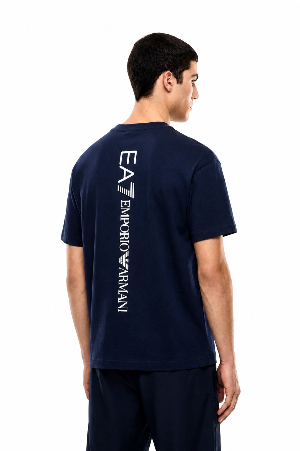 EA7 Emporio Armani Vertical Logo Cotton T-Shirt – Navy