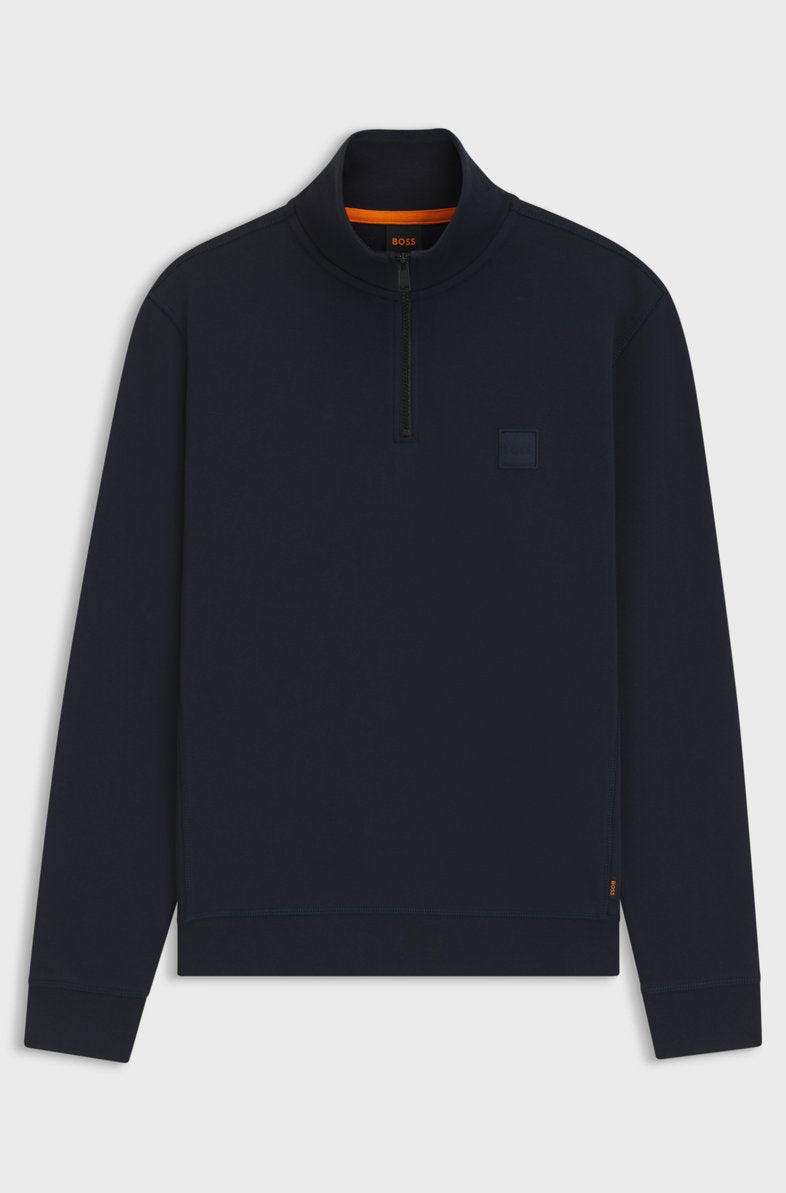 ZIP-NECK SWEATSHIRT IN COTTON TERRY WITH LOGO PATCH