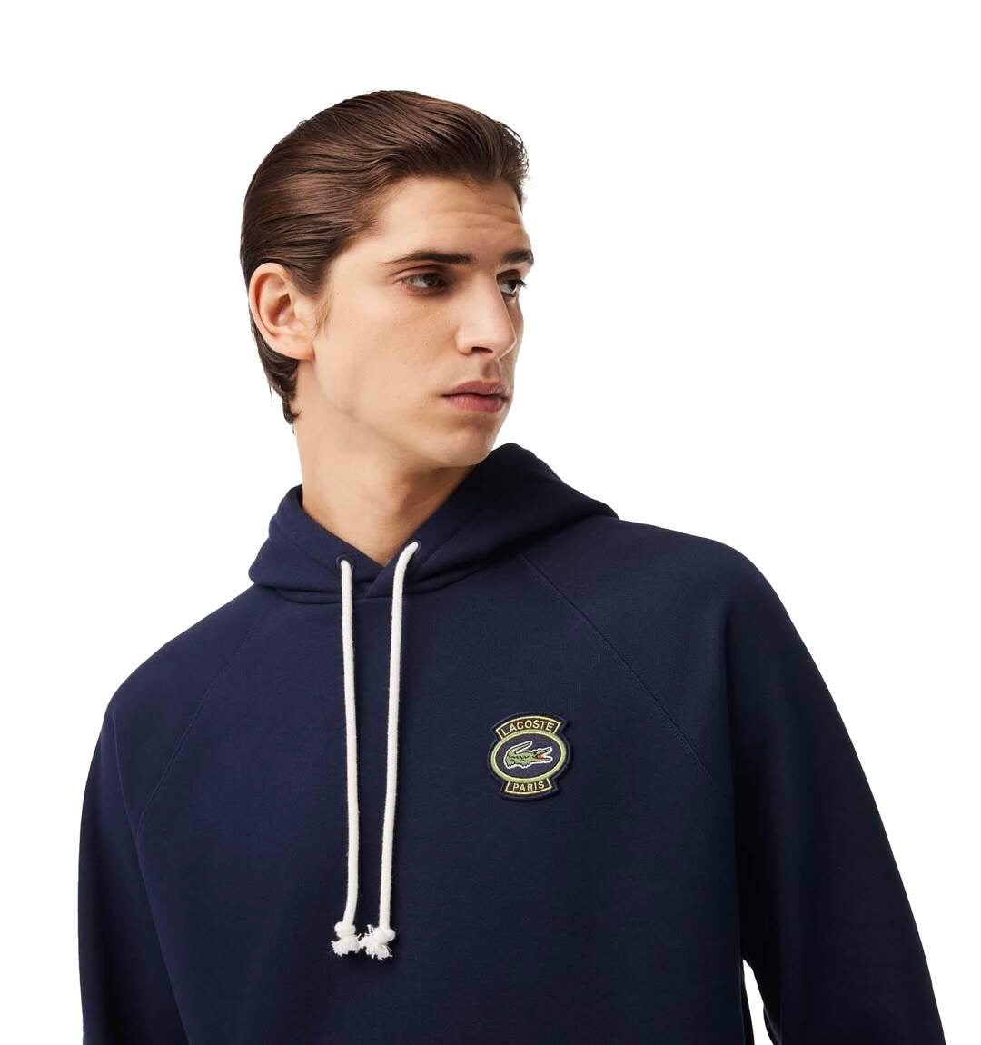 Lacoste Paris Logo Patch Navy Fleece Hoodie