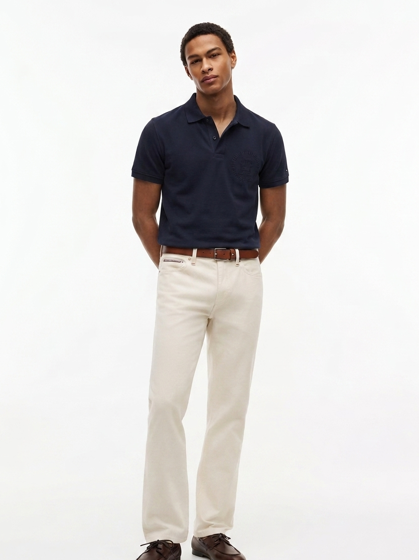 Tommy Hilfiger Embossed Monotype Logo Polo – Desert Sky