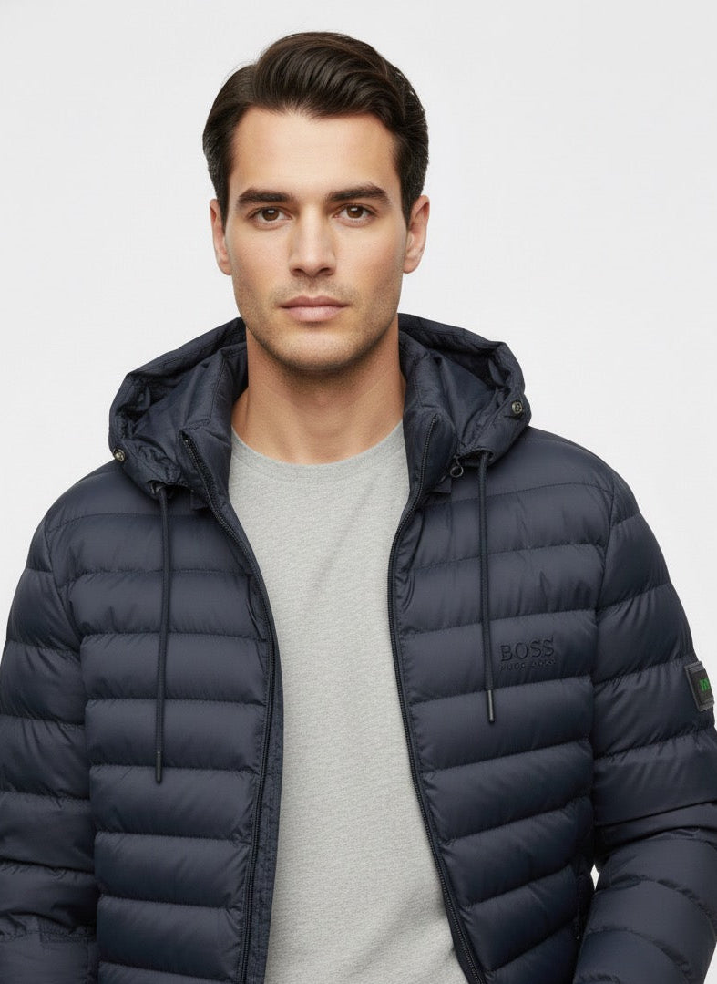 BOSS Navy Blue Lightweight Quilted Puffer Jacket