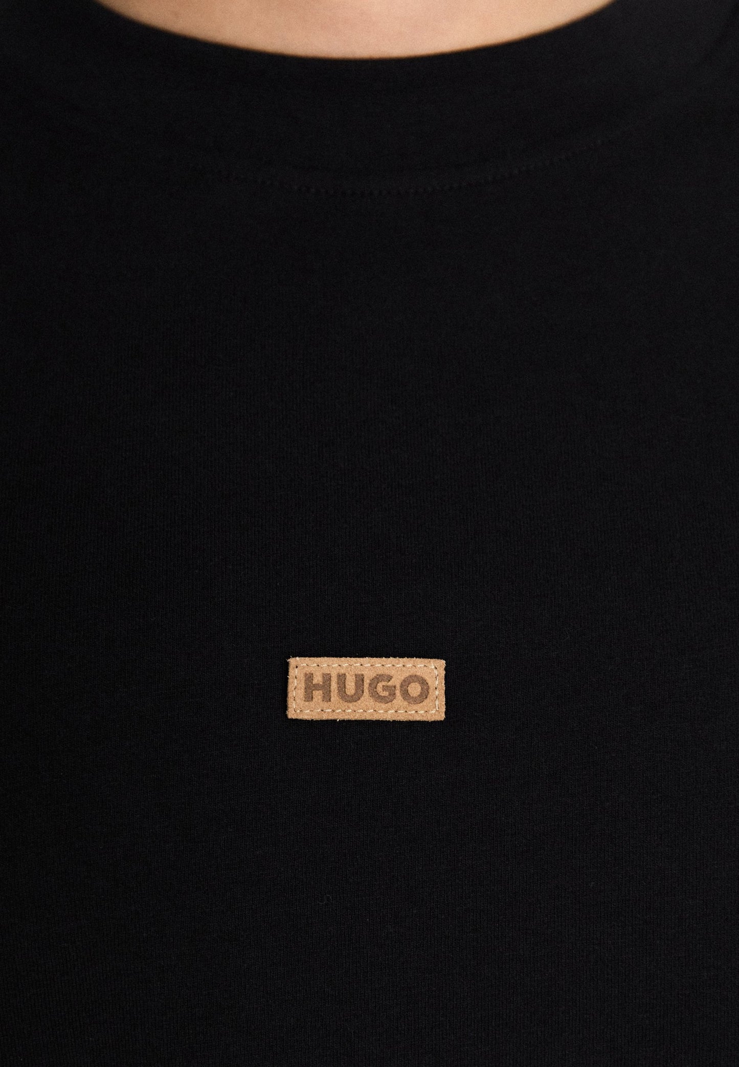 HUGO Unisex Oversized T-Shirt with Faux-Suede Logo Patch