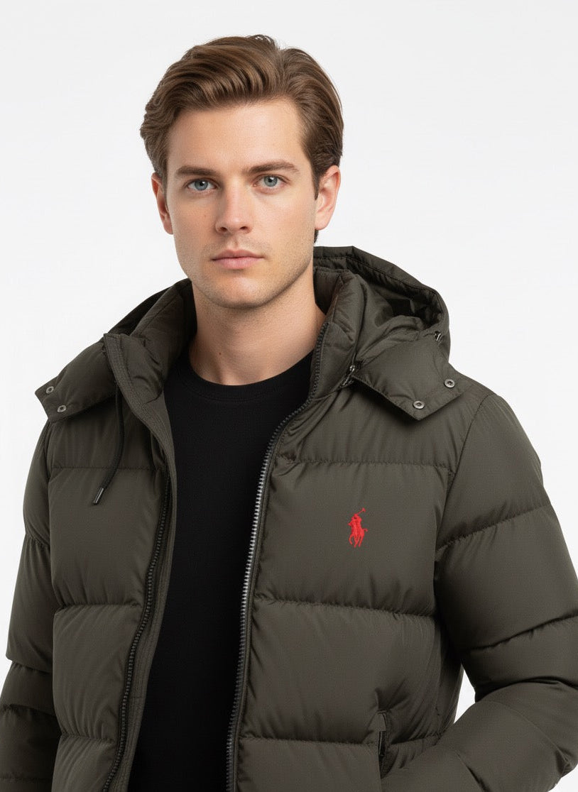 Polo Ralph Lauren Hooded Puffer Jacket with Red Pony