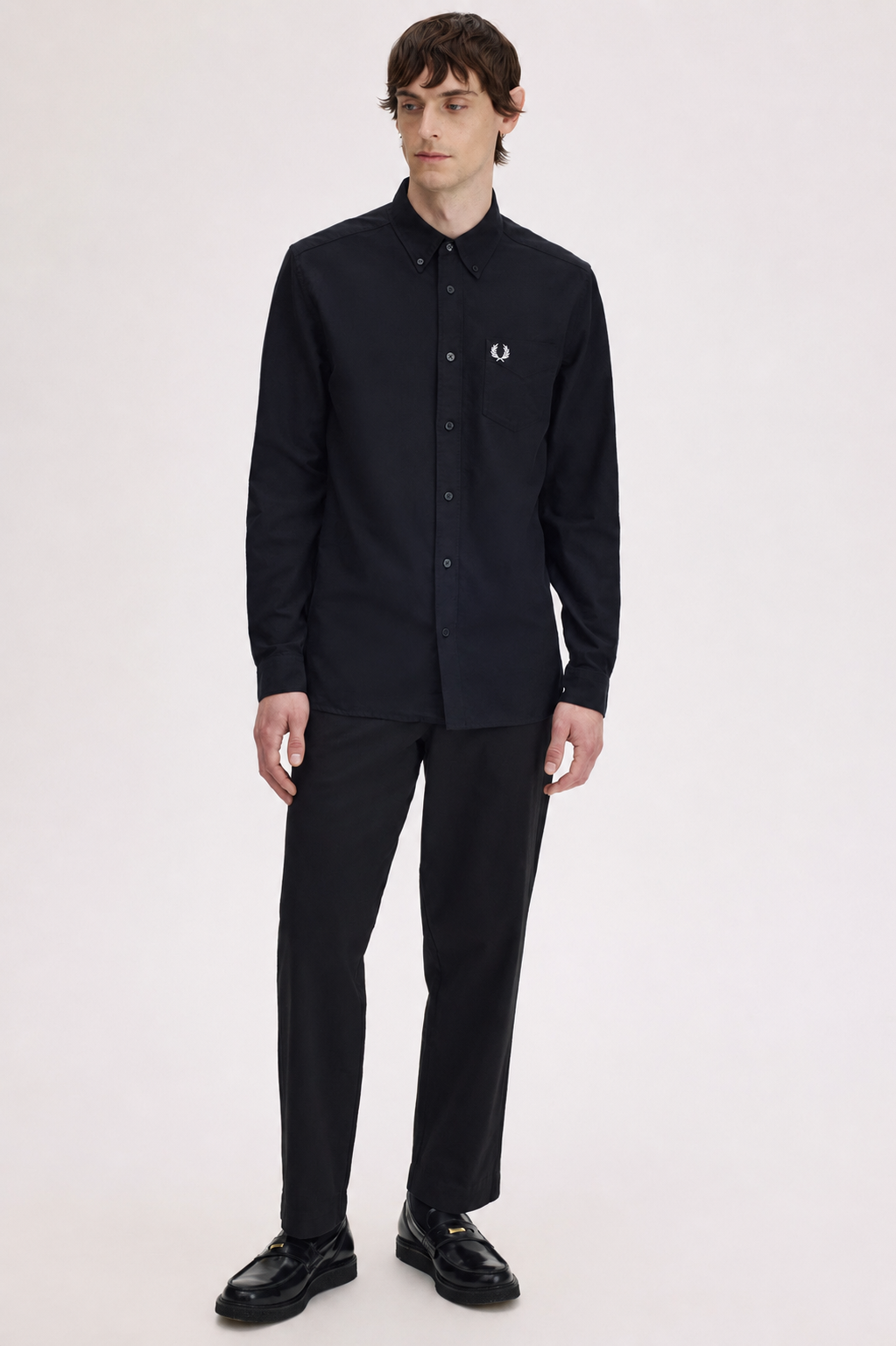 Fred Perry Slim-Fit Button-Down Cotton Oxford Shirt in Black