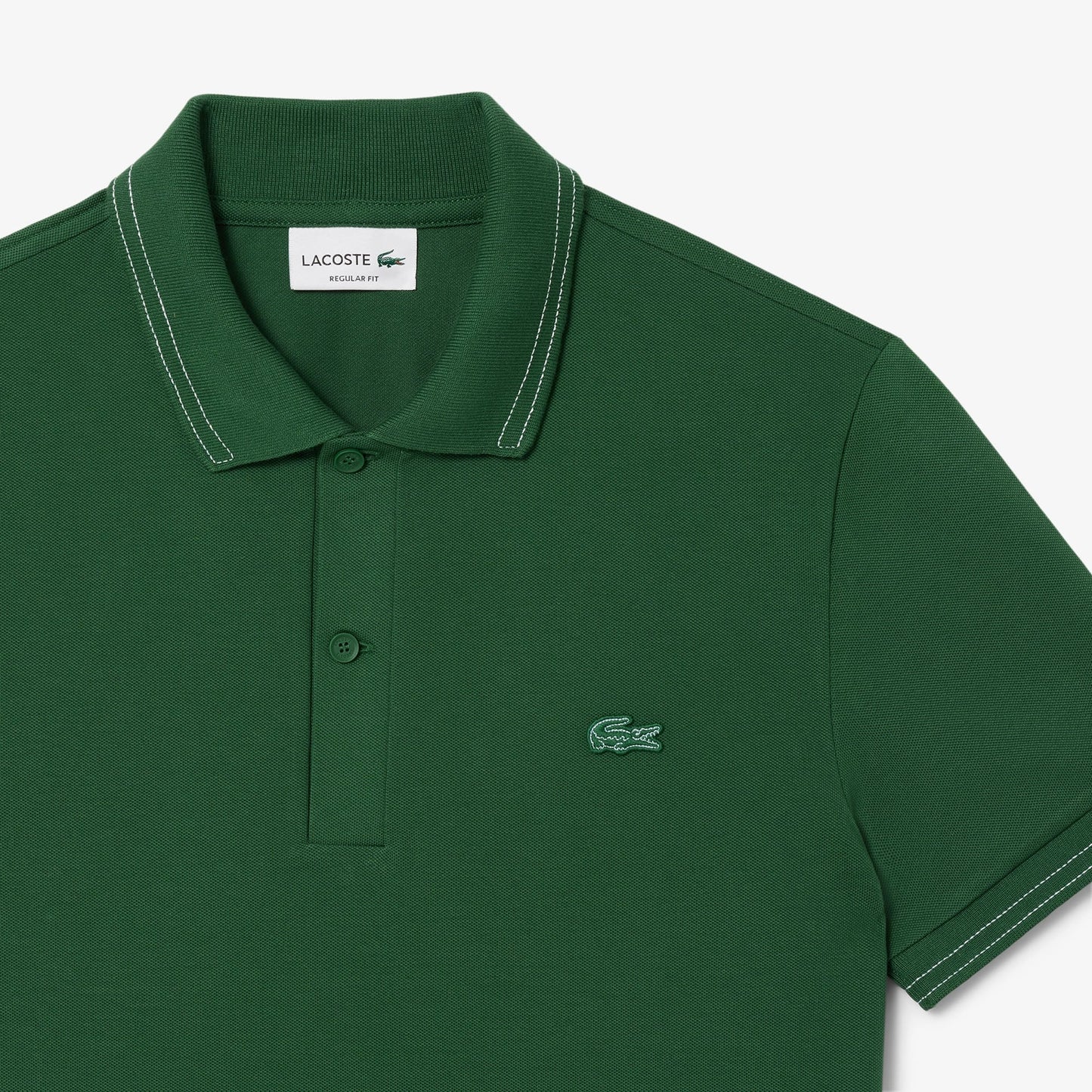 Lacoste Slim Fit Contrast-Stitch Cotton Pique Polo Shirt – Heritage Green
