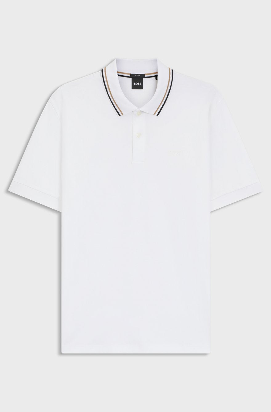 BOSS Slim-Fit Piqué Polo – Signature Tipped Collar Edition