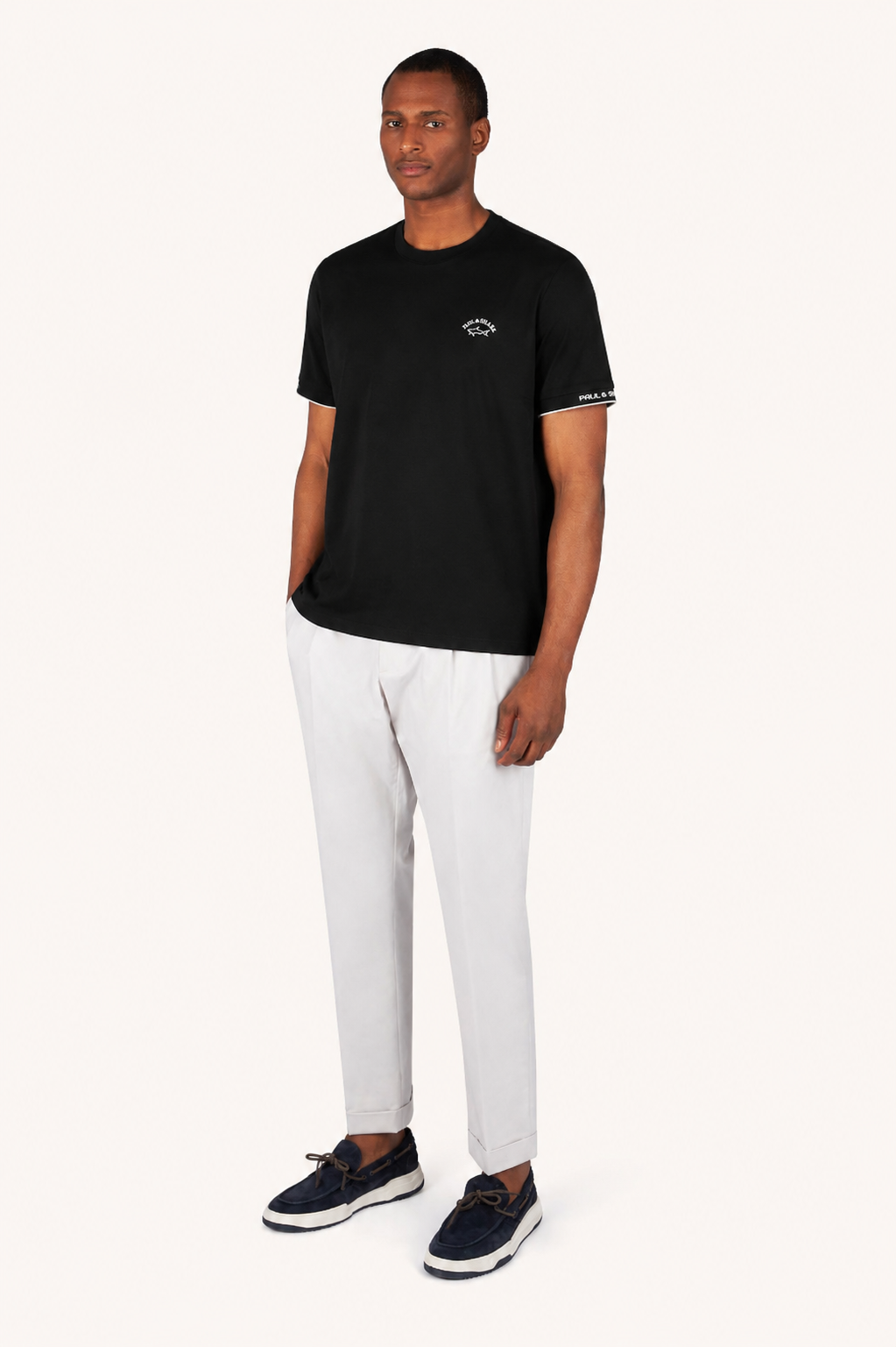 Paul & Shark Contrast Tipping Crewneck T-Shirt - Black