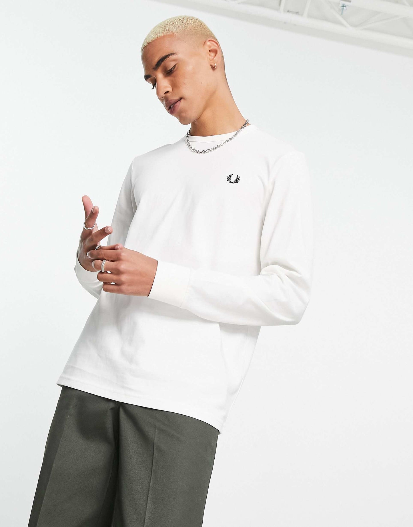 Fred Perry Laurel Wreath Long Sleeve Cotton T-Shirt