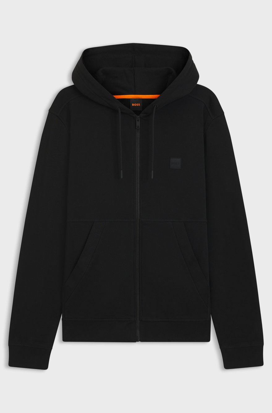 BOSS Athleisure Slim-Fit Full-Zip Hoodie - Black (Structured Logo Patch)