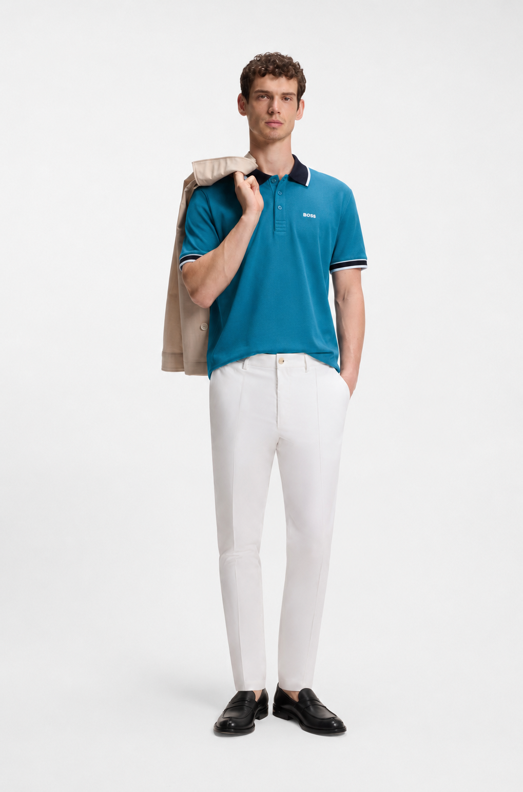 BOSS Regular-Fit Cotton Piqué Polo Shirt in Petrol Blue
