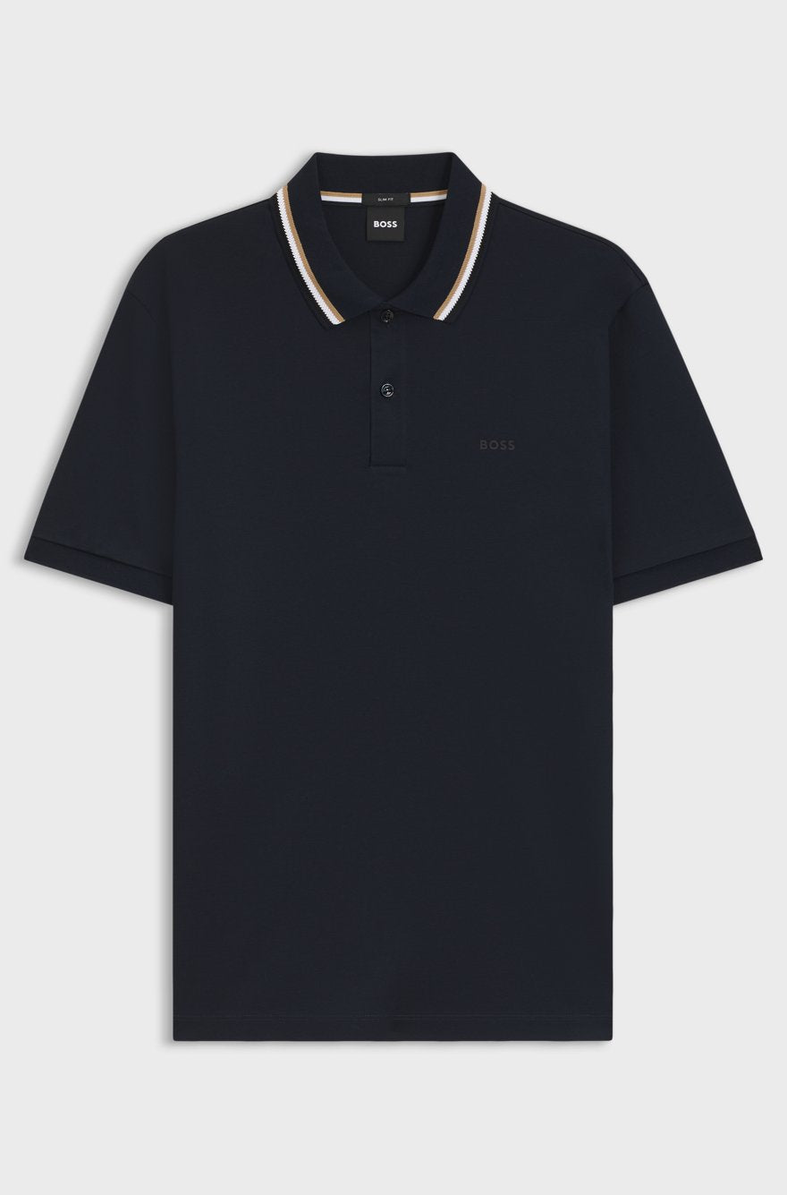 BOSS Slim-Fit Piqué Polo – Signature Gold Tipped Collar