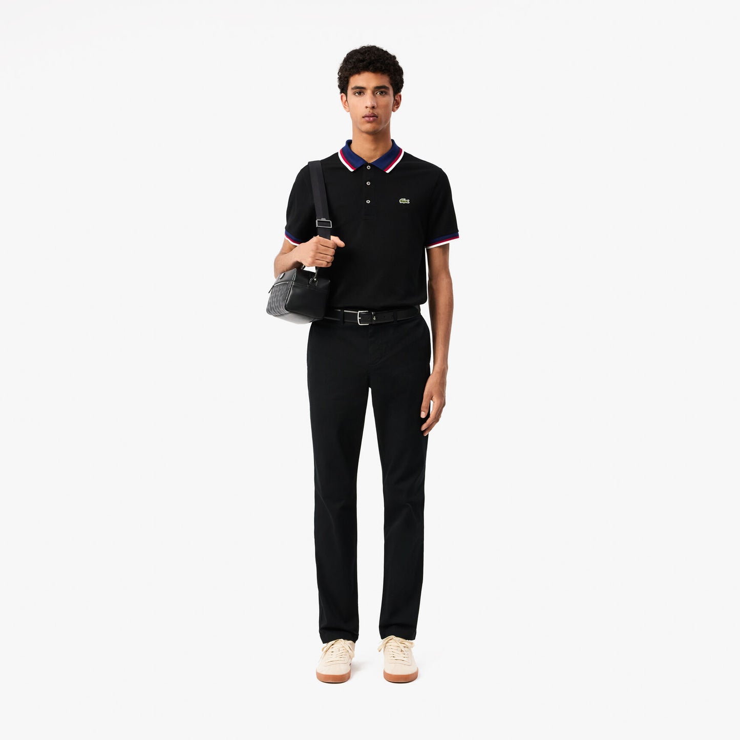 Lacoste Slim Fit Petit Piqué Polo – Black Tricolor Edition
