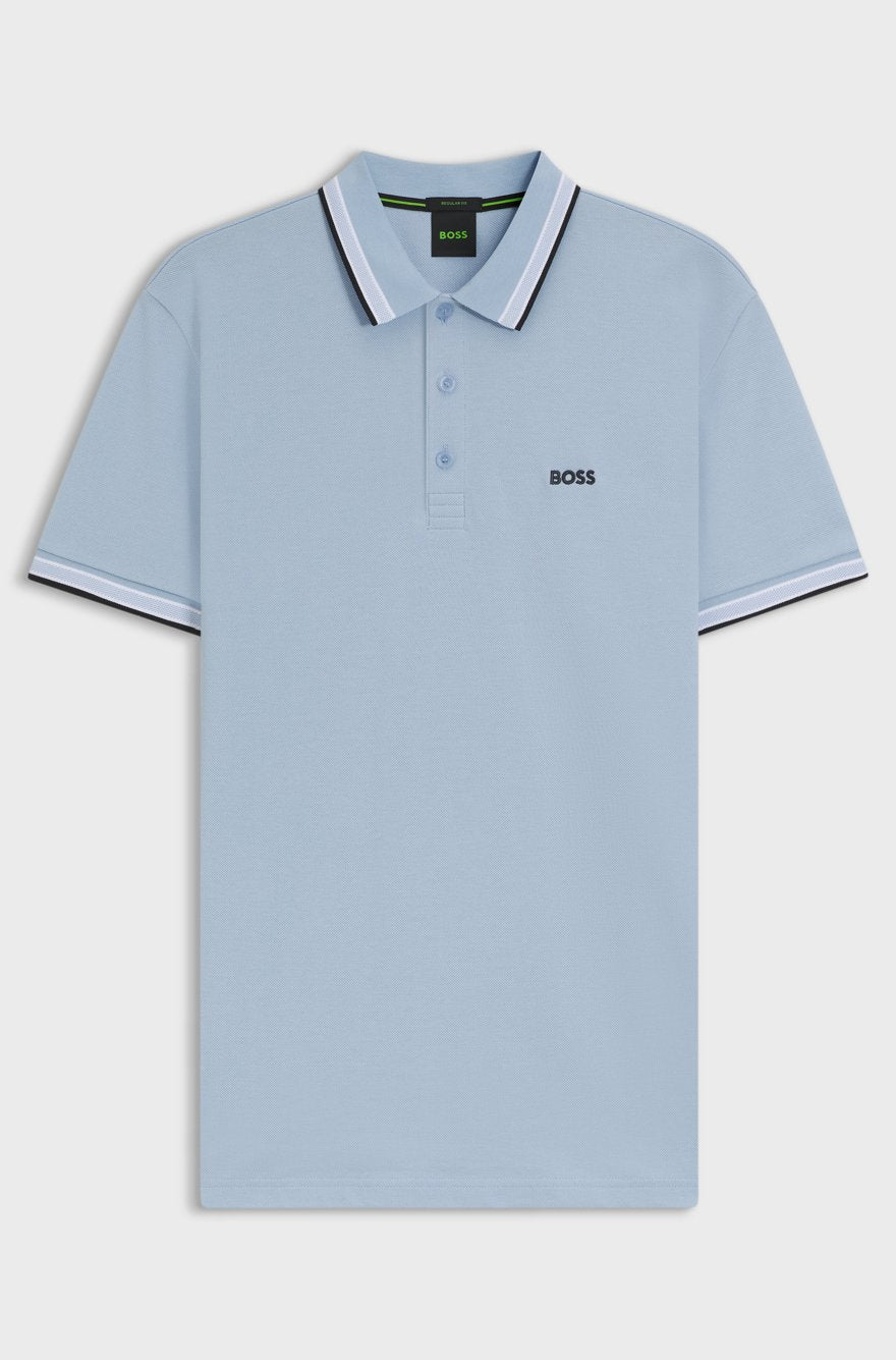BOSS Slim-Fit Piqué Polo – Sky Blue Tipped Edition