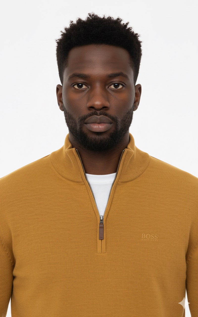 BOSS Men's Half-Zip Jumper - Amber Yellow / Mustard