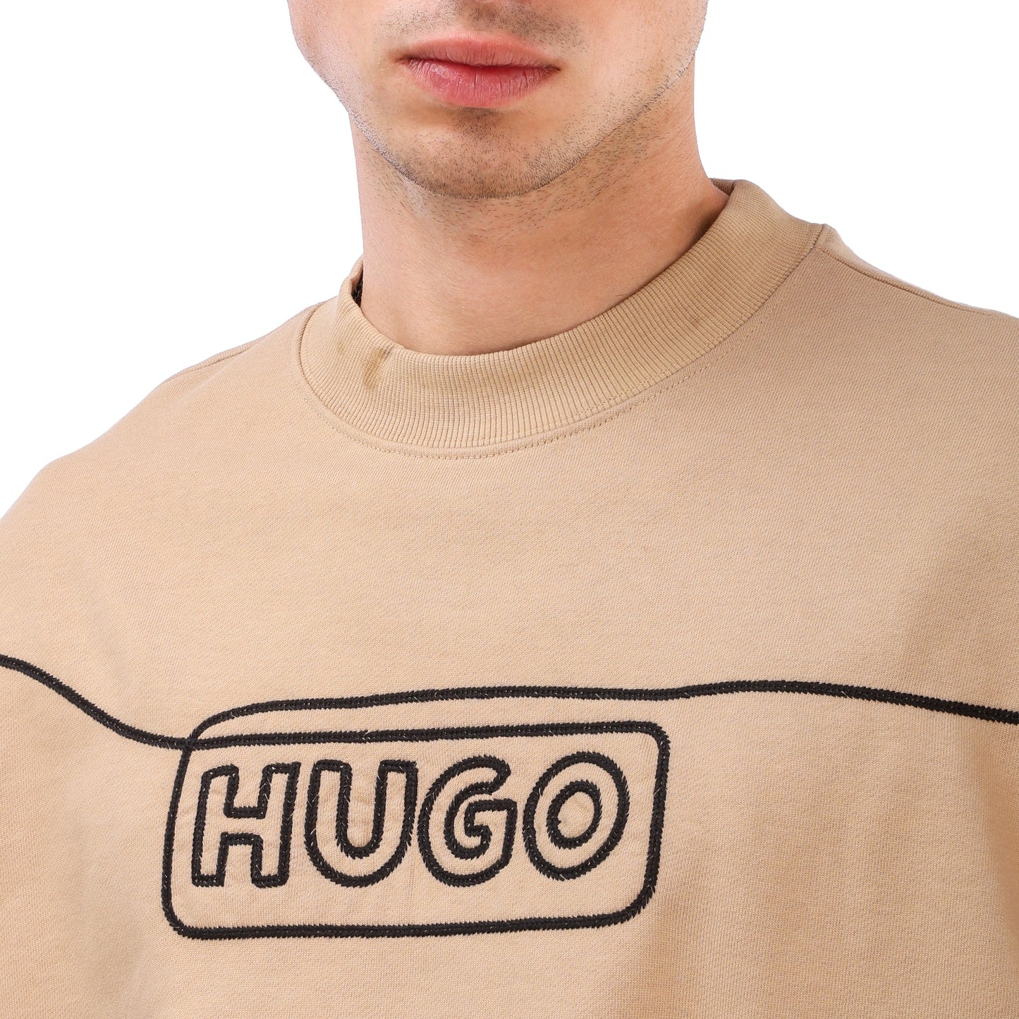 HUGO Relaxed-Fit Camel Outline Logo Sweatshirt