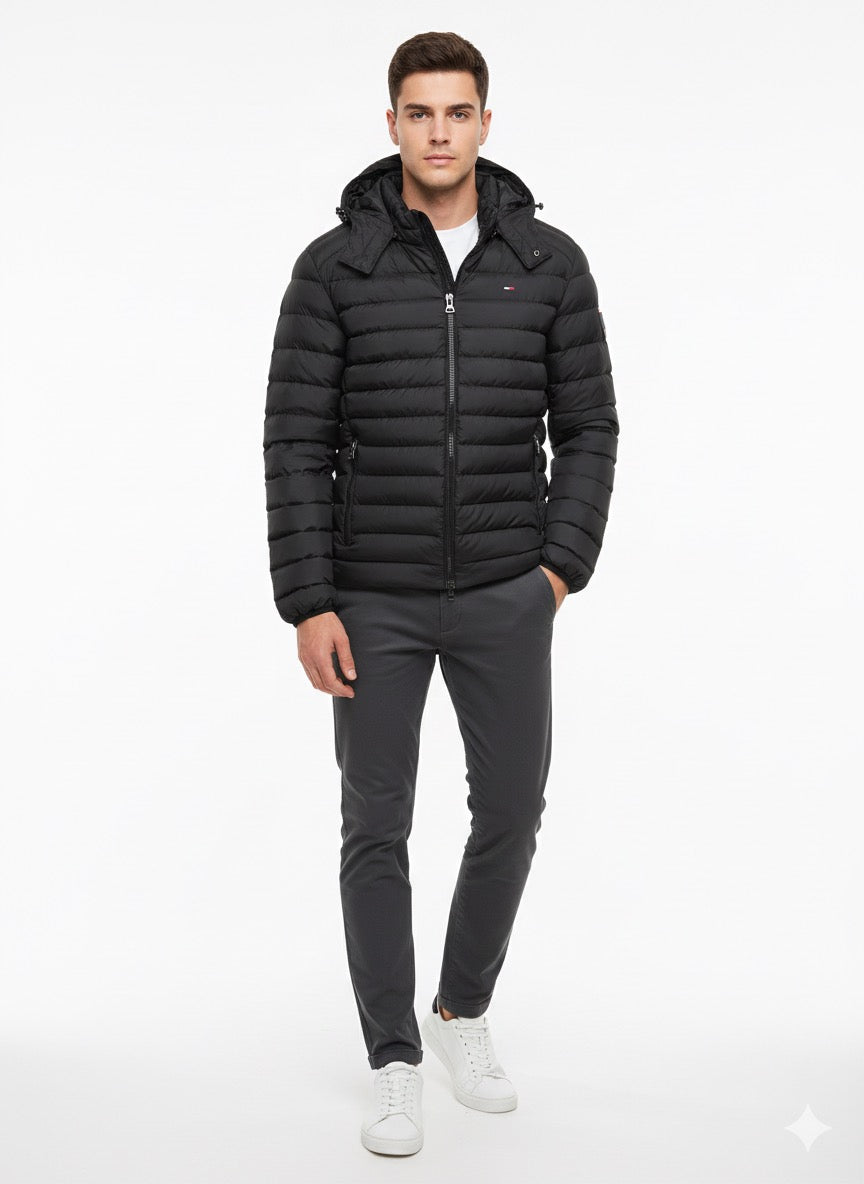 Tommy Hilfiger Black Hooded Puffer Jacket