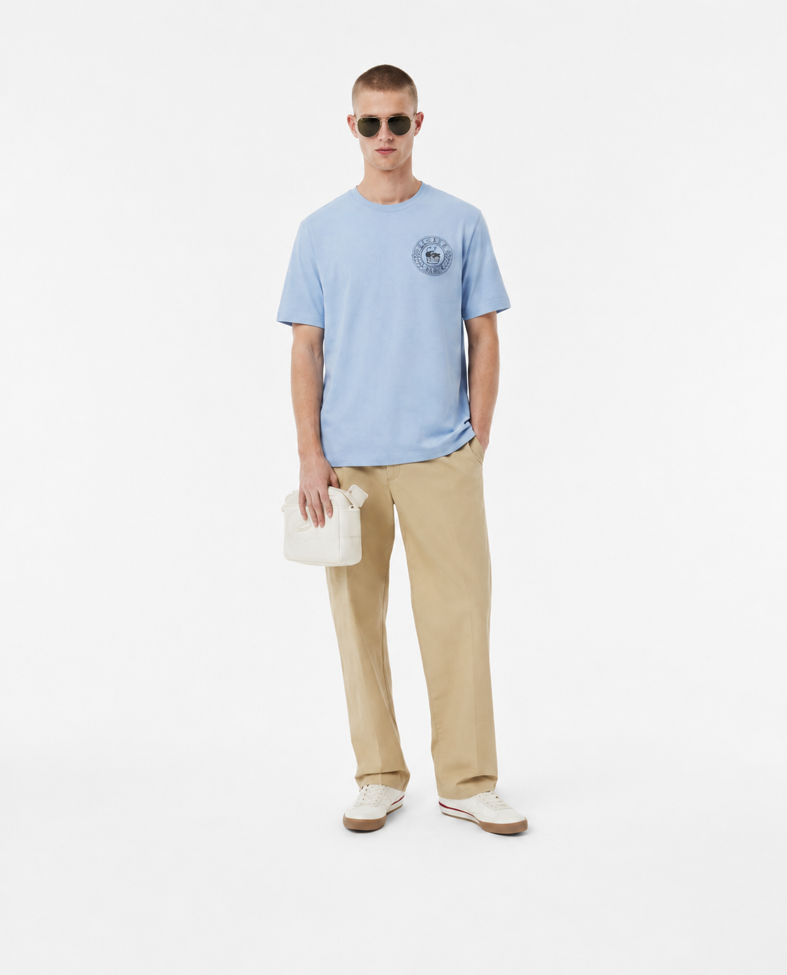 Lacoste Heritage Crest Relaxed Fit T-Shirt – Sky Blue