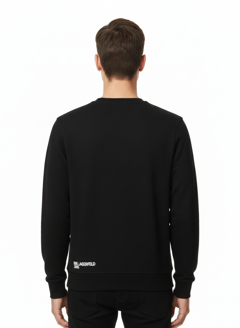 Karl Lagerfeld Paris | Ikonik Karl Embroidered Fleece Sweatshirt – Black