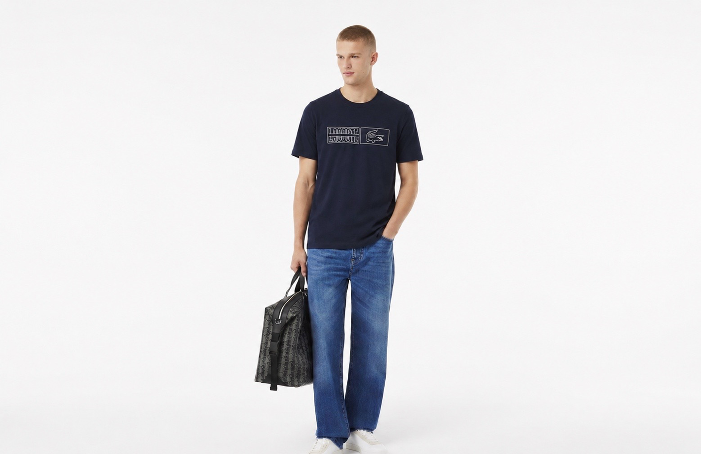 Lacoste Men's Regular Fit Graphic Logo Cotton T-Shirt – Navy Blue