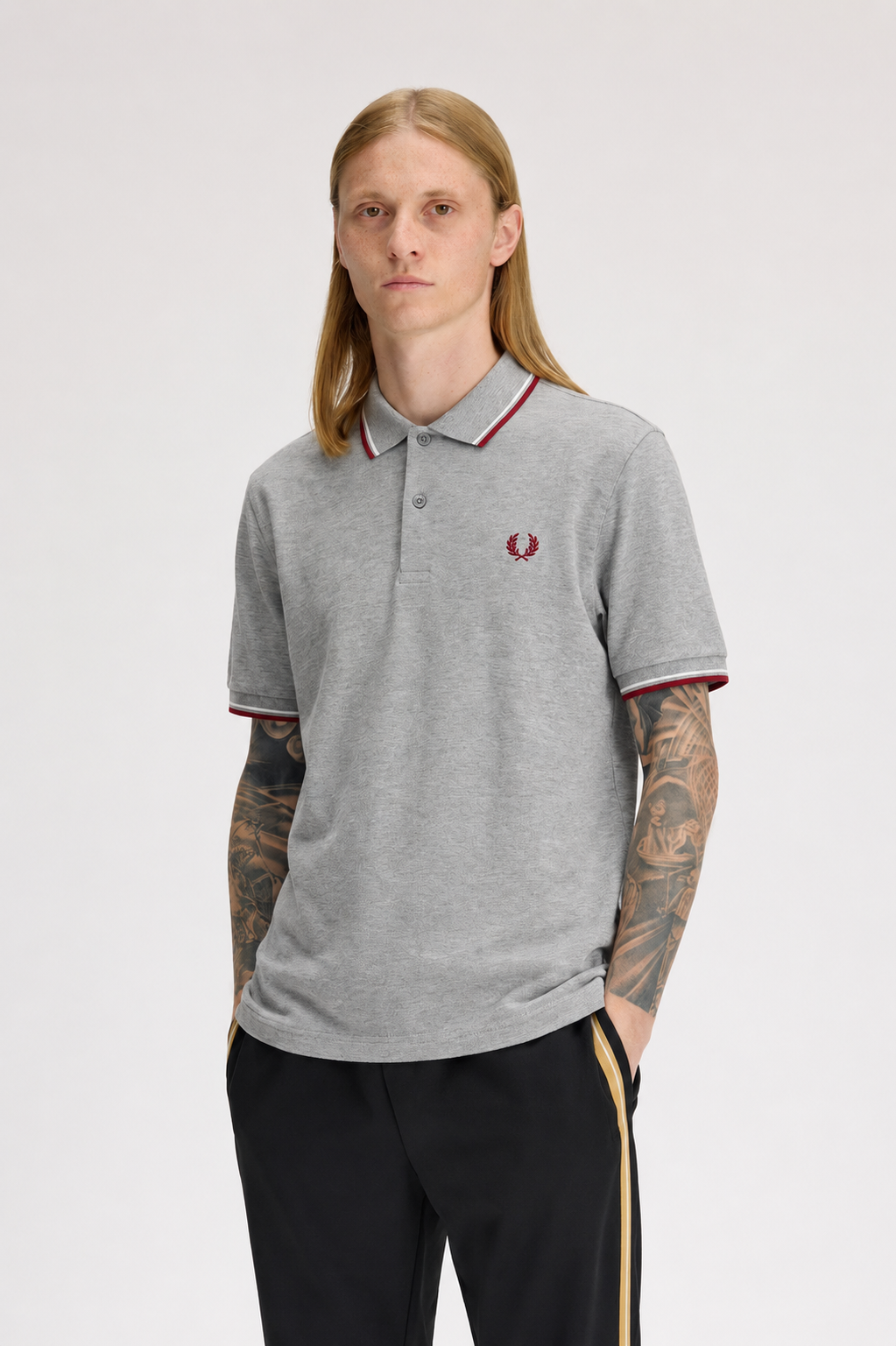 Fred Perry M3600 Twin Tipped Polo Shirt - Grey Marl