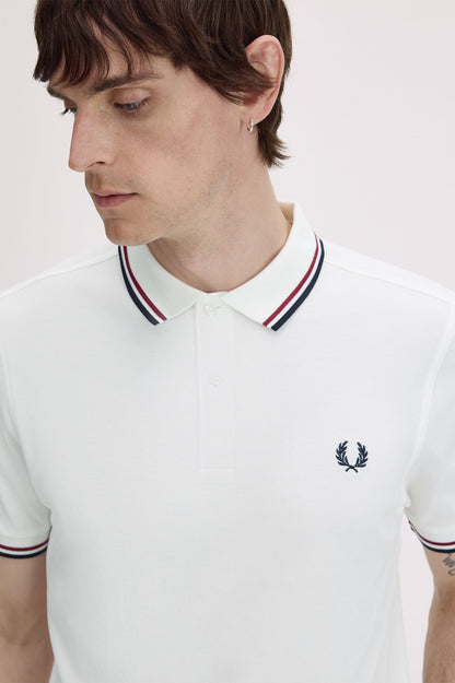 Fred Perry M3600 Twin Tipped Polo Shirt - Snow White