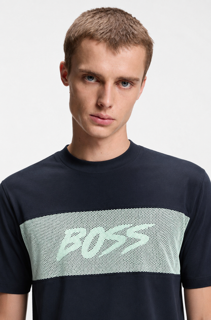 BOSS Regular-Fit Mesh Graphic Tee