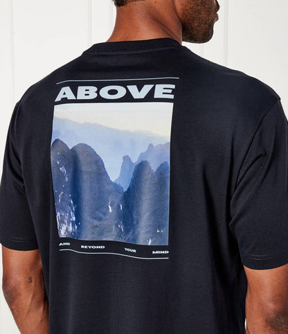 BOSS Relaxed-Fit Cotton Graphic T-Shirt with "Above" Mountain Print
