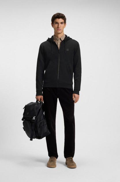 BOSS Athleisure Slim-Fit Full-Zip Hoodie - Black (Structured Logo Patch)