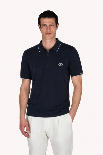 Paul & Shark Contrast Tipping Cotton Polo with Zipper