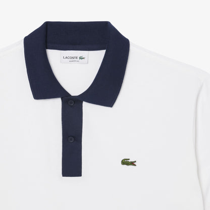 Lacoste Classic Fit Colorblock Organic Cotton Polo Shirt – White/Navy