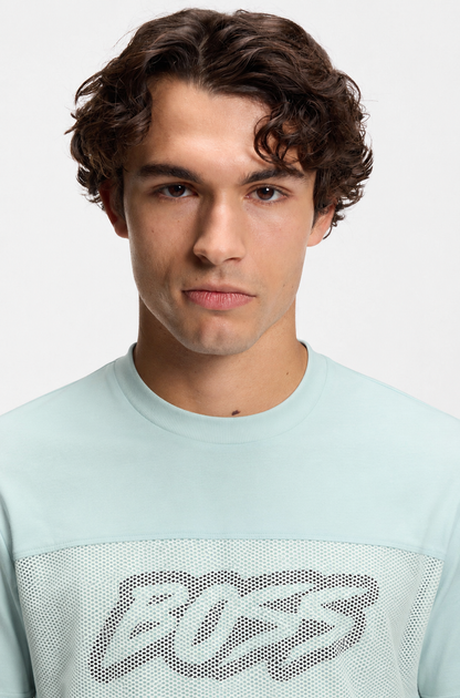 BOSS "Dynamic Panel" Graphic Tee in Mint Green