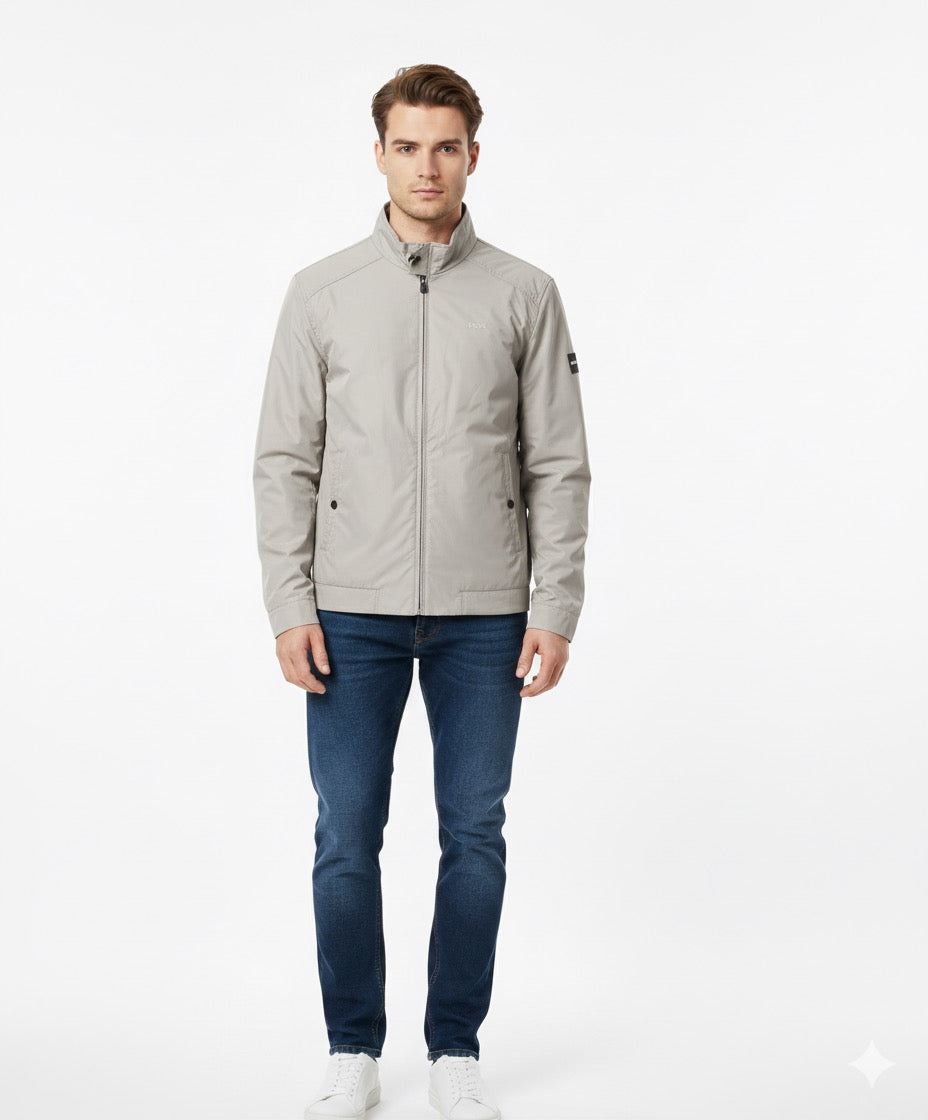 BOSS Regular-Fit Lightweight Jacket with Stand Collar and Logo Detail