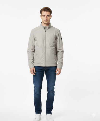 BOSS Regular-Fit Lightweight Jacket with Stand Collar and Logo Detail