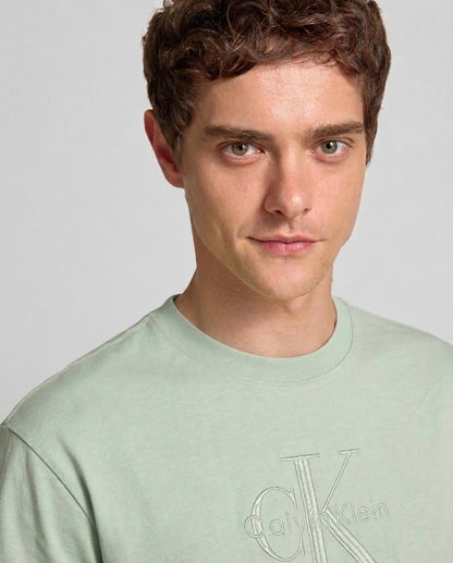 Calvin Klein Relaxed Monogram Logo T-Shirt – Sage Green