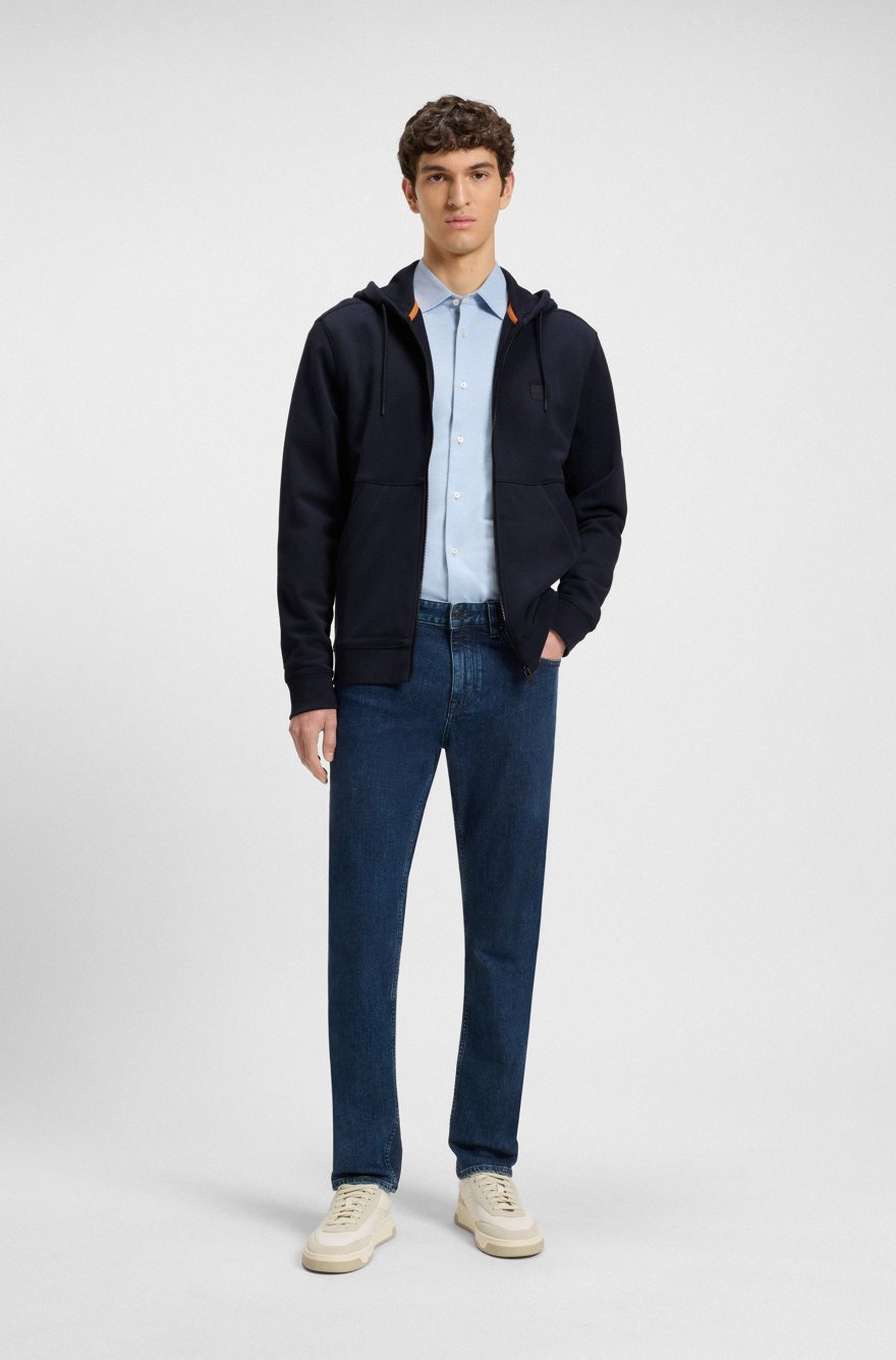 BOSS Athleisure Full-Zip Logo Hoodie - Dark Navy Blue