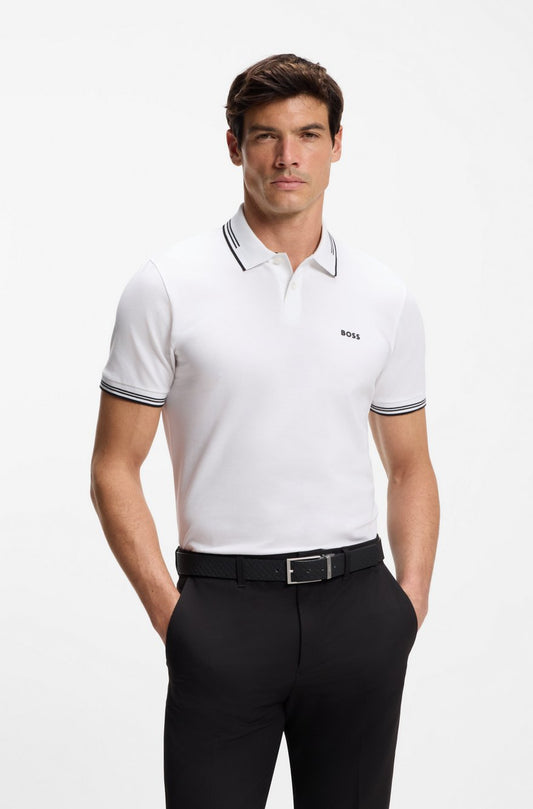 BOSS Slim-Fit Polo Shirt in Piqué Cotton with Contrast Tipping