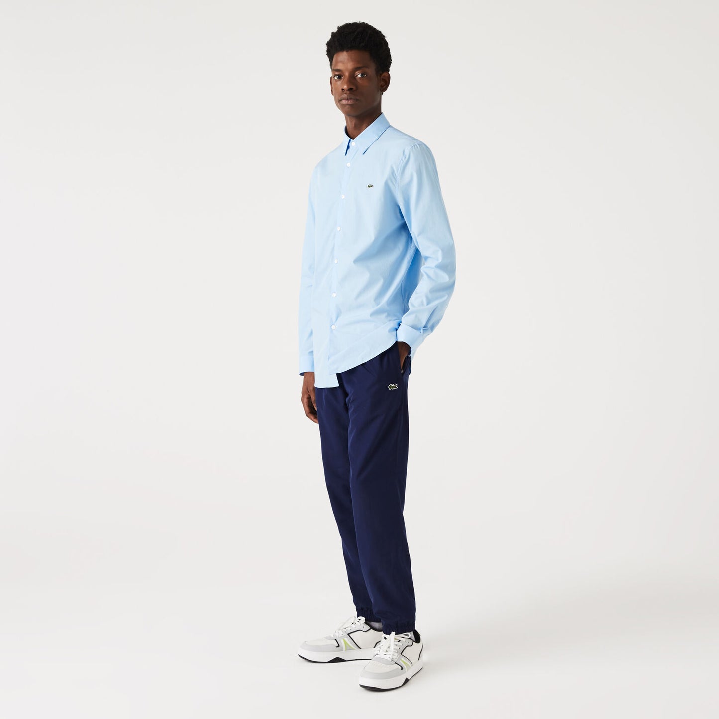 Lacoste Slim Fit Long-Sleeved Premium Poplin Cotton Shirt – Light Blue