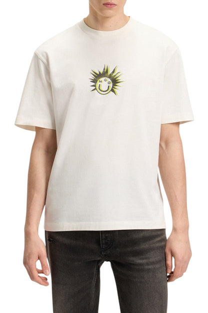 HUGO Relaxed-Fit Cotton Graphic T-Shirt in Off-White