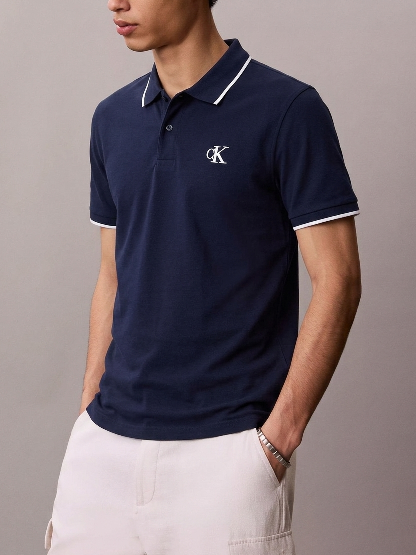 Calvin Klein Jeans – Monogram Tipped Slim Fit Polo Shirt