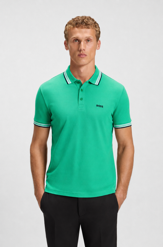 BOSS Regular-Fit Cotton Piqué Polo Shirt in Bright Green