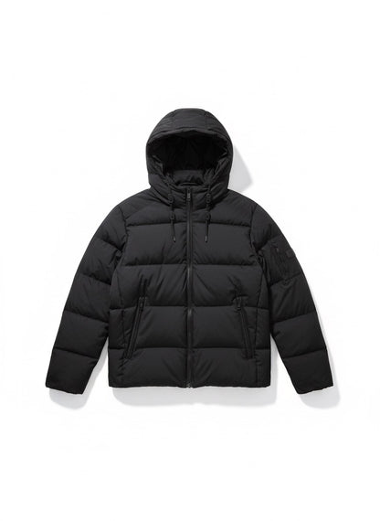 Armani Exchange Black Hooded Puffer Jacket with Arm Pocket