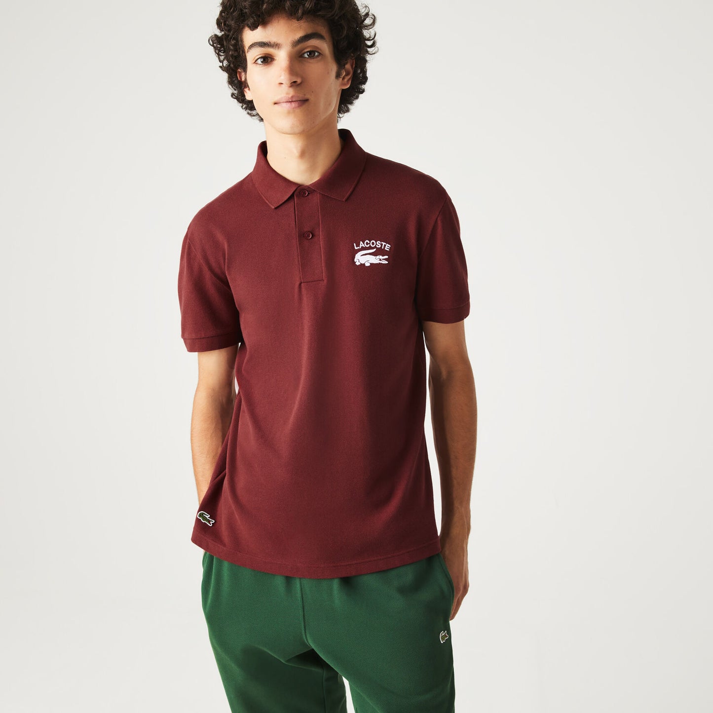 Lacoste Heritage Graphic Piqué Polo Shirt – Bordeaux Red