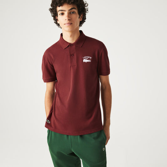 Lacoste Heritage Graphic Piqué Polo Shirt – Bordeaux Red