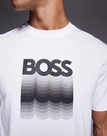 BOSS Regular-Fit Cotton T-Shirt with Gradient Wave Logo
