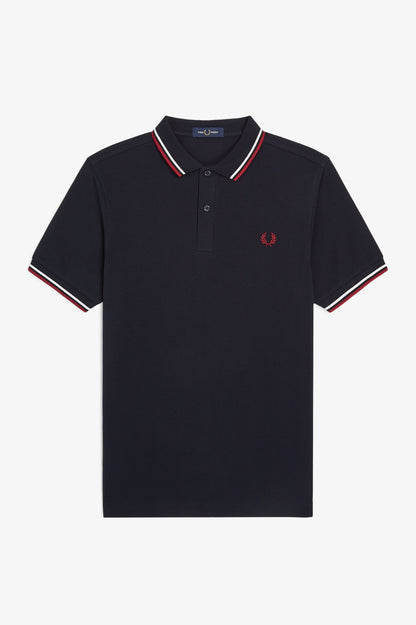 Fred Perry M3600 Twin Tipped Polo Shirt - Navy / White / Red
