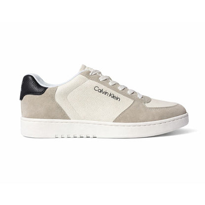 Calvin Klein Men’s Cupsole Suede Mix Sneakers – Stucco/White