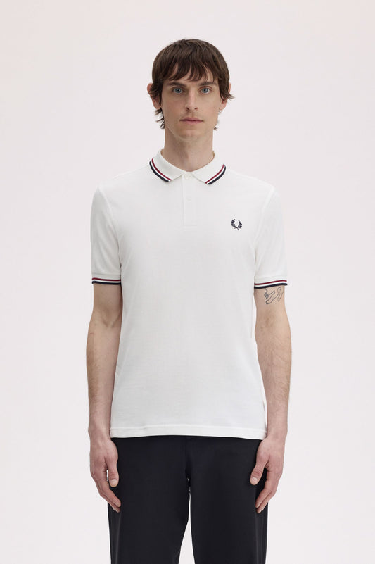 Fred Perry M3600 Twin Tipped Polo Shirt - Snow White