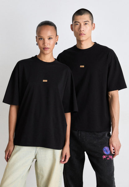HUGO Unisex Oversized T-Shirt with Faux-Suede Logo Patch