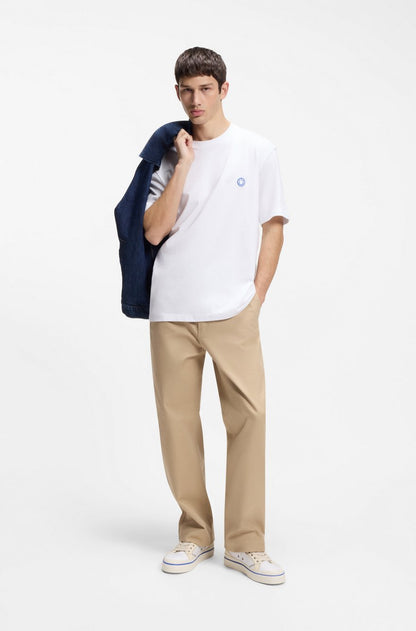 HUGO Relaxed-Fit Cotton T-Shirt with Embroidered "Smile" Logo